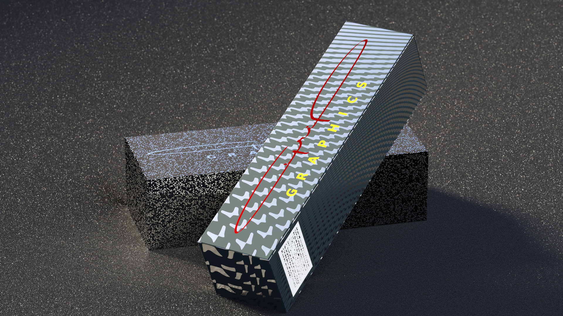 image de synthèse d'un projet de packaging 3D avec tons directs métaliques ( computer graphic image ) computer graphics 3d rendering 
